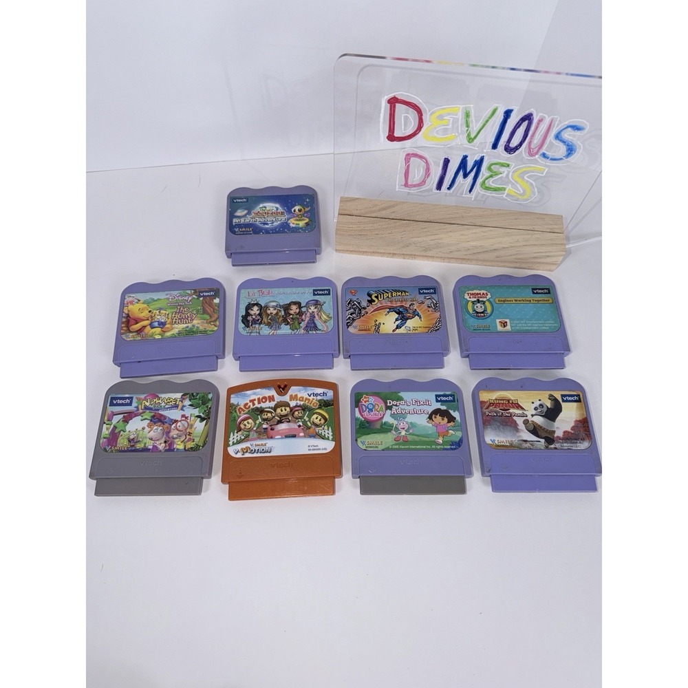 9 VTech V.Smile Learning System Games Kung Fu Panda Pooh‎ Bratz Dora Untested